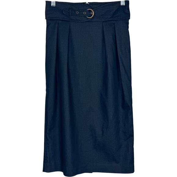 Worthington Women’s Dark Wash Belted Pencil Skirt Size 4 Cotton Blend Career - Picture 1 of 14